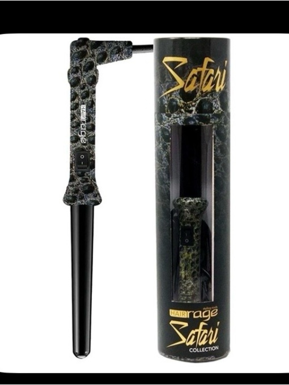 Hair Rage Safari collection clipless curling iron  wand 1in -crocodile print New